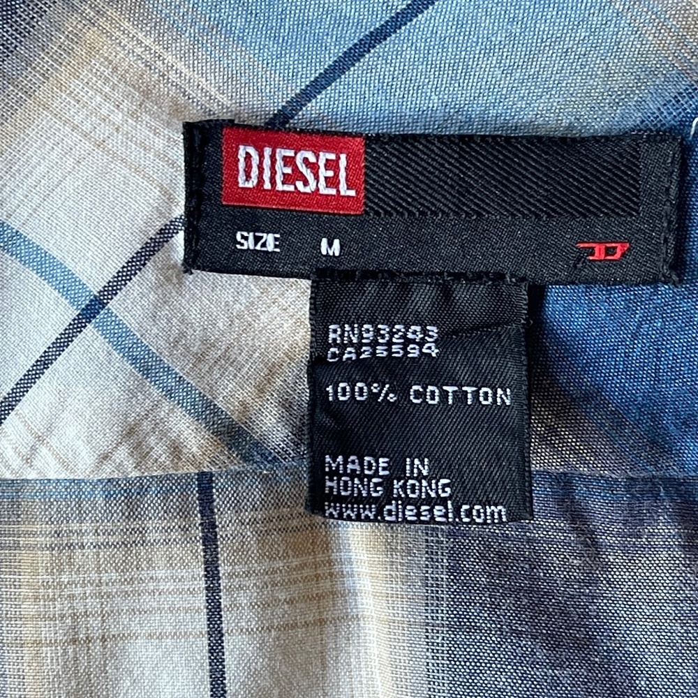 Diesel Blue and Cream Plaid Shirt - Picture 4 of 7